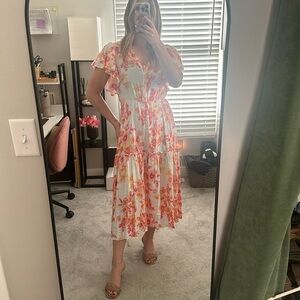 Floral Midi Ruffle Dress